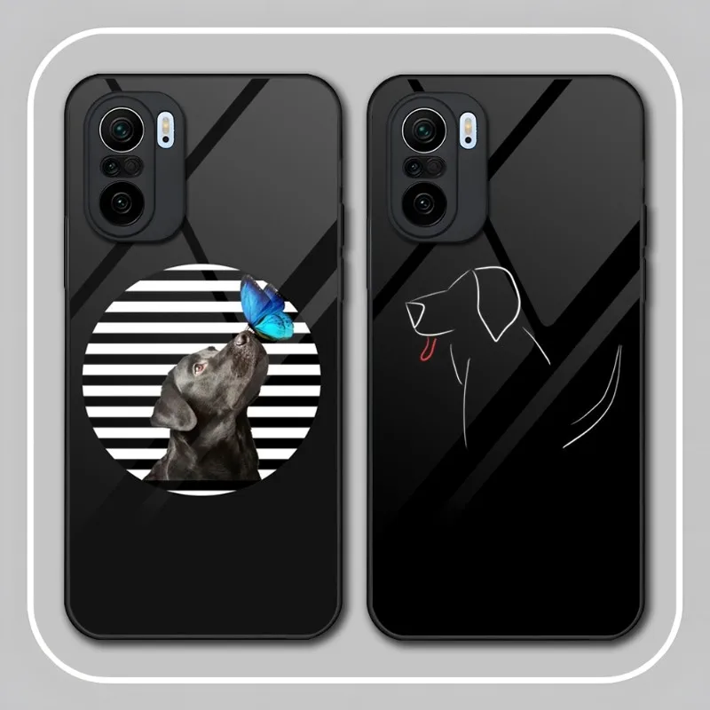 

Black Labrador Dog Phone Case Tempered Glass For Redmi K40 K20 K30 K50 Proplus 9 9A 9T Note10 11 T S Pro Poco F2 X3 NFC Cover