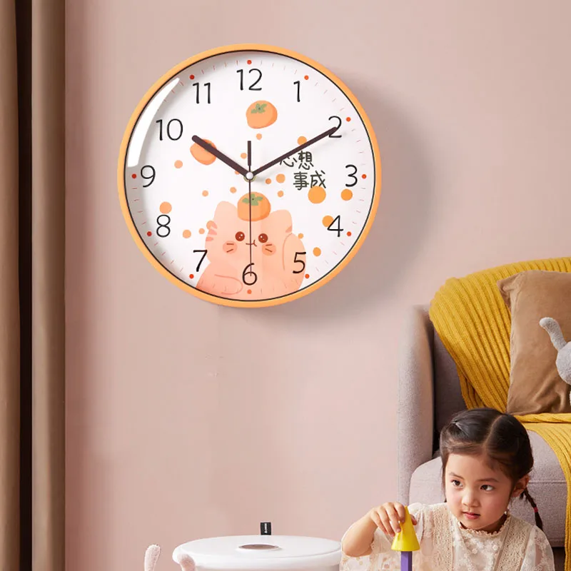 

Cute Pink Wall Clock Living Room Classic Creative Aesthetic Wall Clock Girl Cartoon Simple Silent Relogio De Parede Wall Decor