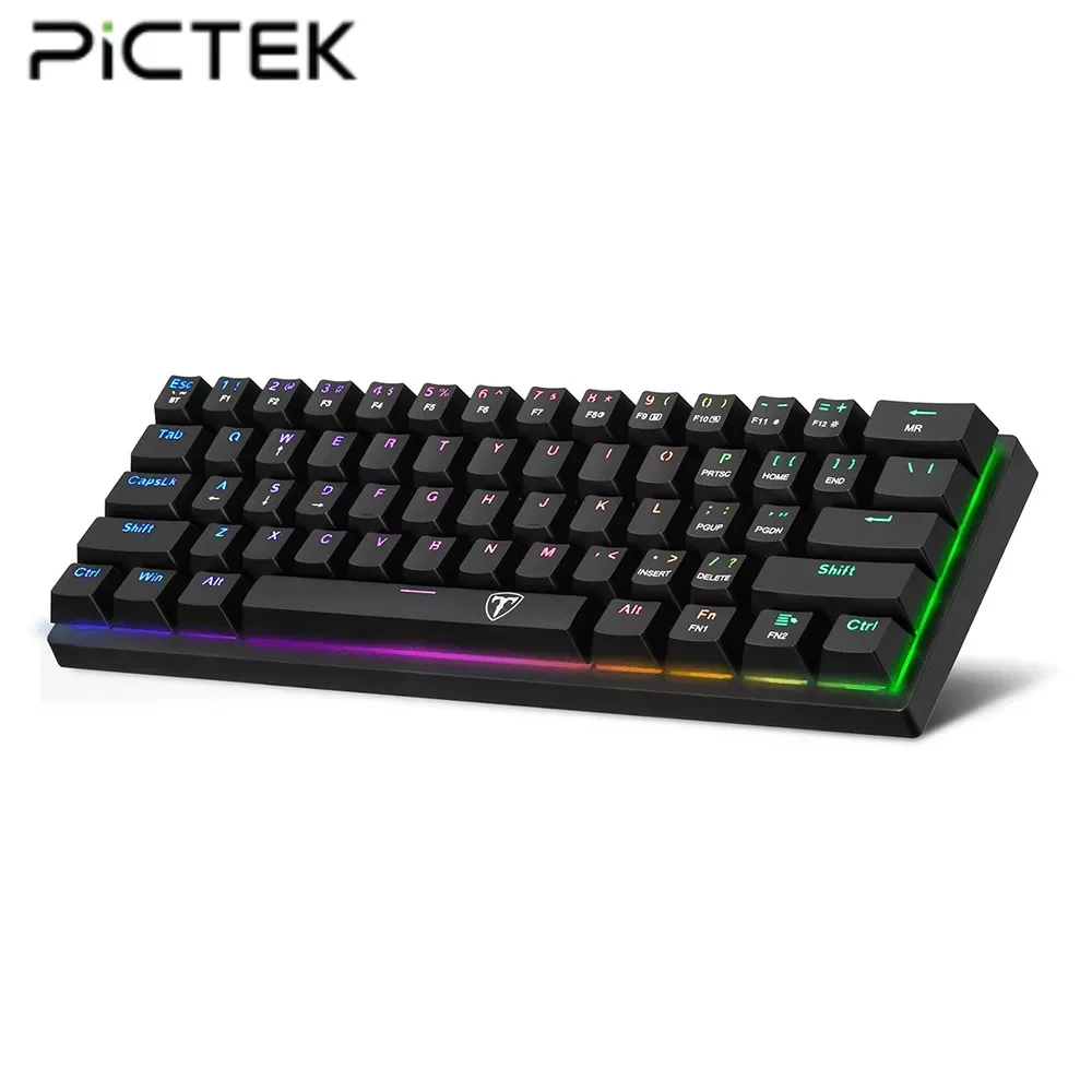 

PICTEK PC335 RGB Surpport Bluetooth 5.0 wireless USB 2.4G Dual mode Mechanical Gaming Keyboard 61 Keys Compute for