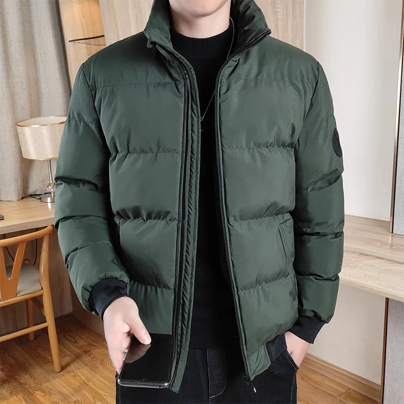 2022 New Men's Casual Warm Casual Loose Stand-up Collar Cotton-padded Jacket Men's Solid Color Men's Wear Trend Winter Coat