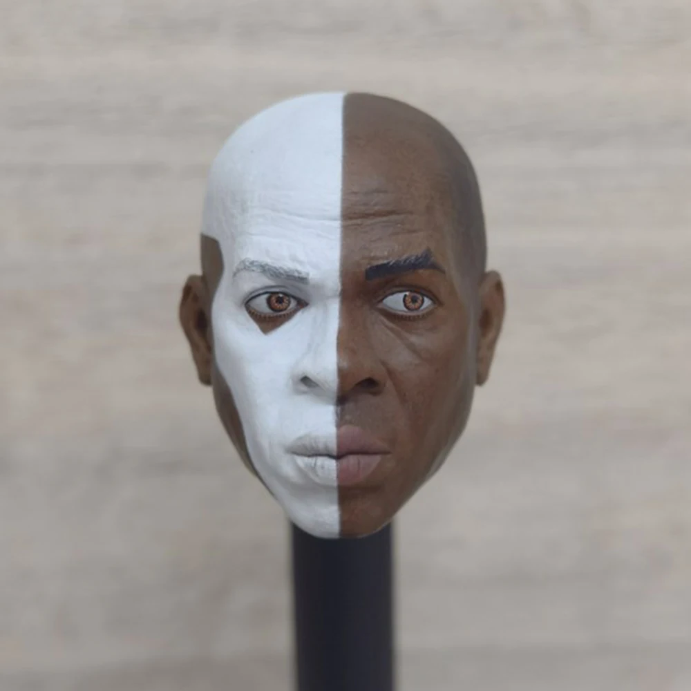 

1/6 soldier black and white face black head sculpture model PVC accessories for 12” action figure toy model