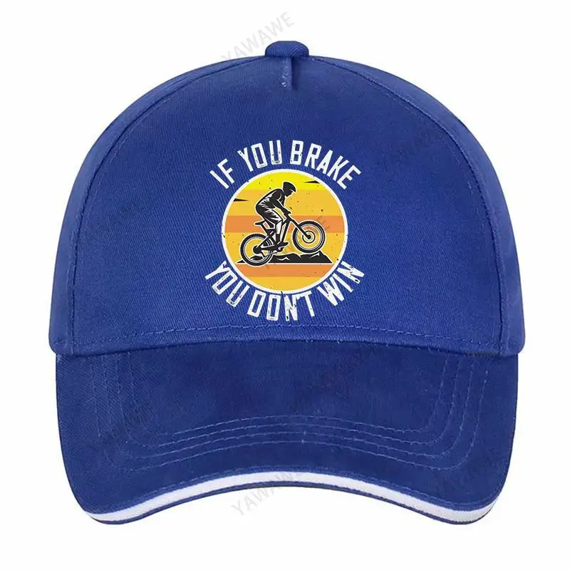 

Retro MTB Mountain Bike Baseball Cap Men's Cotton Solid Sunhat If You Brake You Don't Win Baseball Cap Fitted hip hop hat Gift