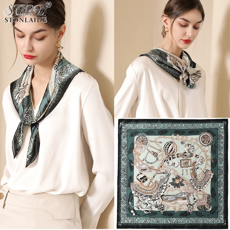 Женский шёлковый шарф с принтом в европейском стиле 70 см |