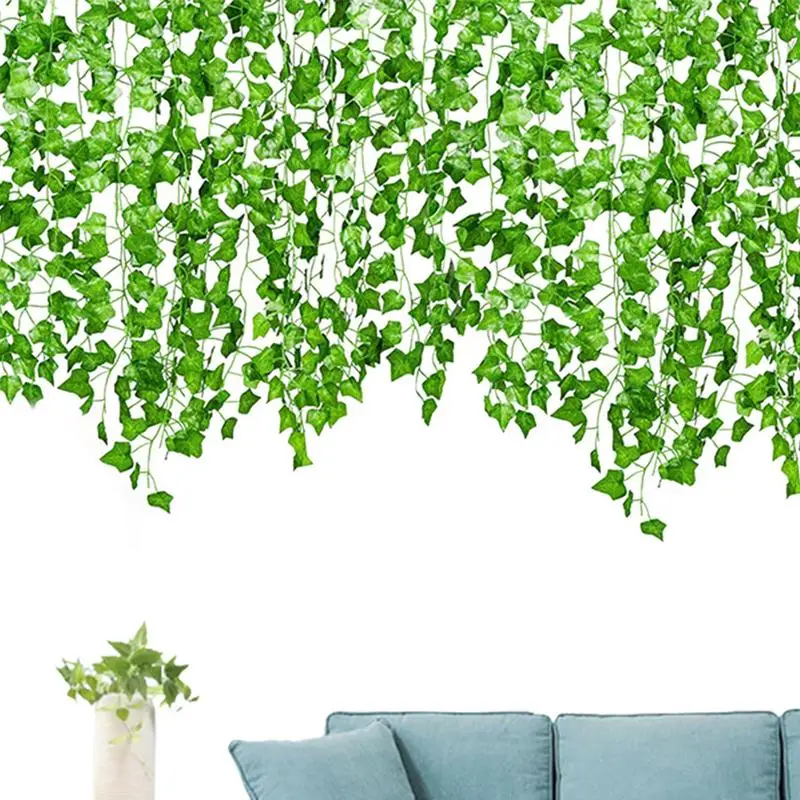 

12 Pack 2.2M Fake Ivy Leaves | Artificial Ivy Garland Greenery Garlands | Plant Vine Hangings Fake Leaves Wedding Wall Green Dec