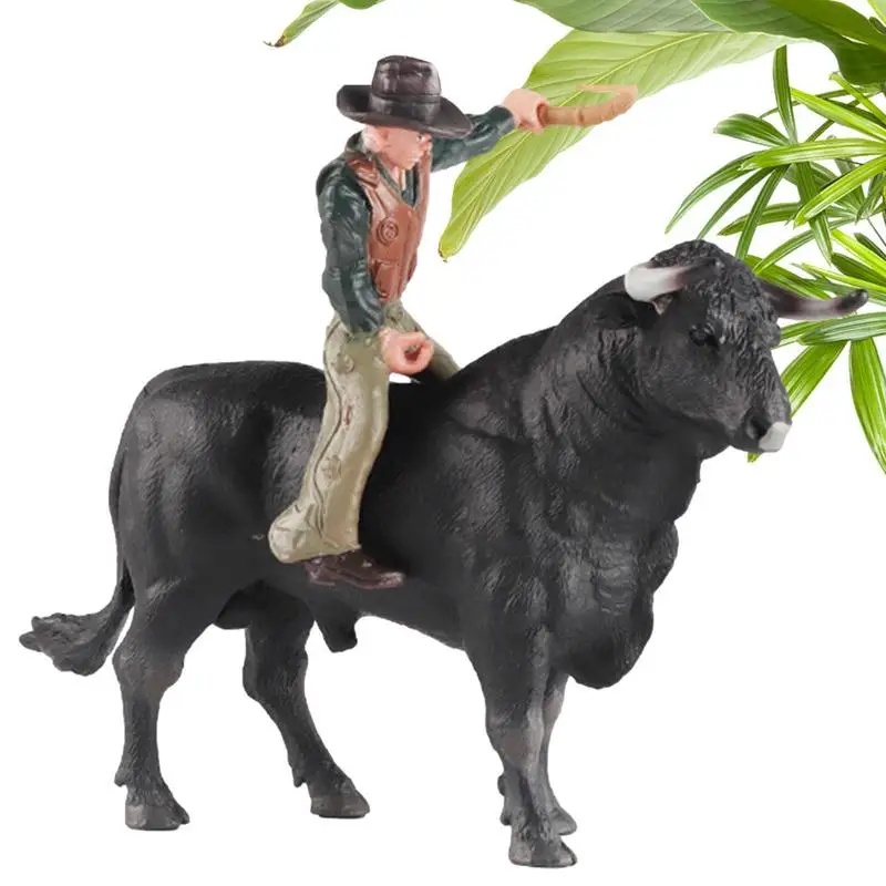 

Игрушечная фигурка для верховой езды, Реалистичная искусственная фигурка леса крупного рогатого скота, ковбойская фигурка рогатого скота, игрушка для детей 6-12