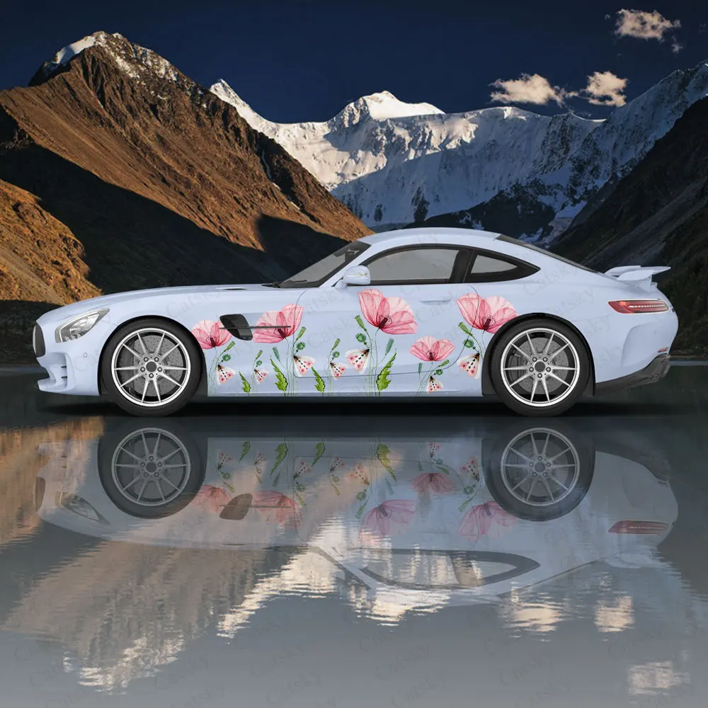 

Pink Lotus Pattern Car Wrap Protect Stickers Car Decal Creative Sticker Car Body Appearance Modification Decorative Sticker