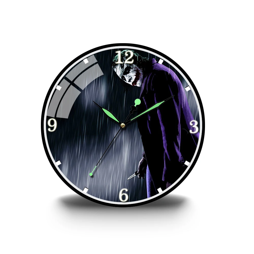

Acrylic Wall Clock Purple Clown Holding A Knife In The Rain Hanging Watch Simple Modern Living Room Luxury Saat Home Décor