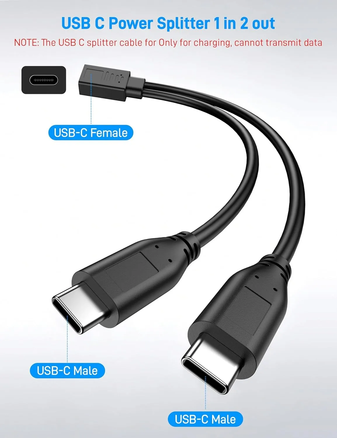 Фото Многопортовый кабель-разветвитель Type-C: USB-C (женский) на 1/2/3 Type-C (мужской), 3A, для зарядки (только для зарядки, без синхронизации данных) №3