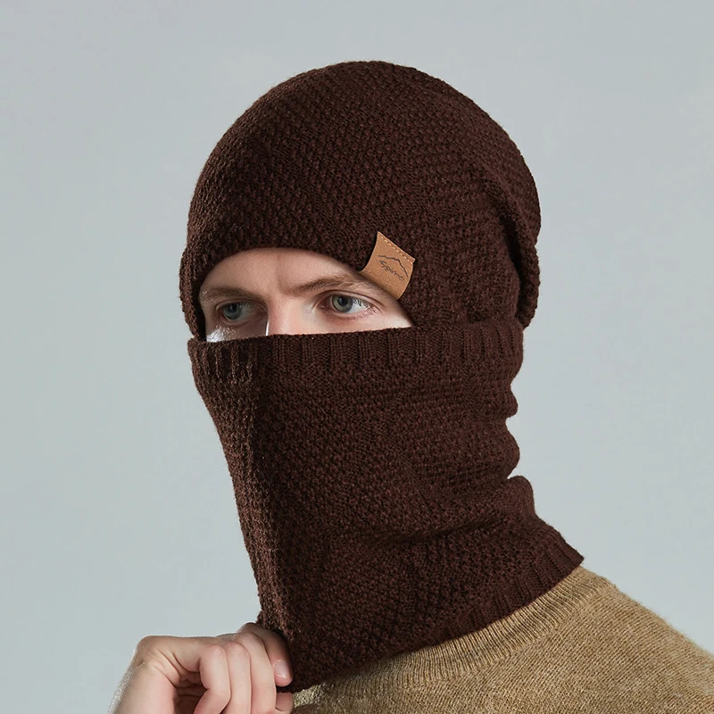 Зимняя шапка шарф для женщин и мужчин толстые флисовые Лыжные шапки вязаная с