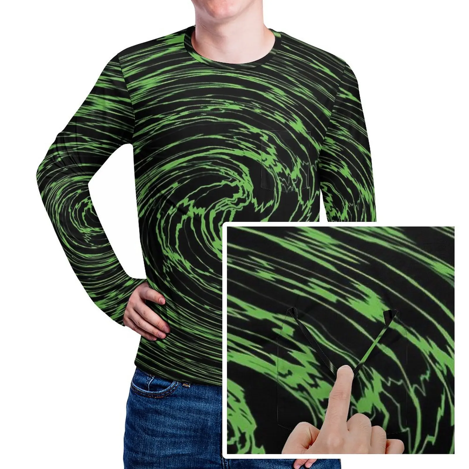 

Shallow Water T-Shirt Spring Green Vortex Print Aesthetic T-Shirts Mens Hippie Graphic Tee Shirt Large Size 4XL 5XL