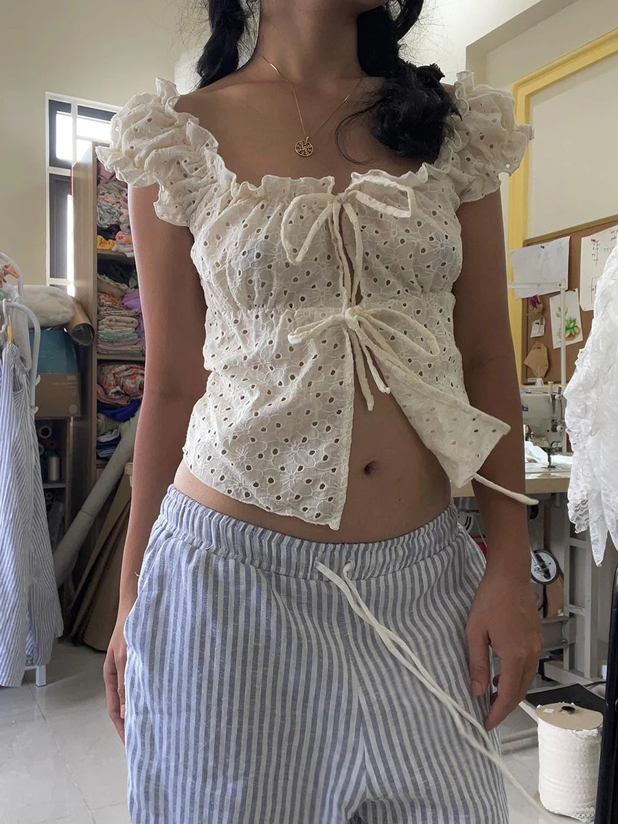 Женские футболки с завязкой спереди кроп-топ без рукавов разрезом и квадратным