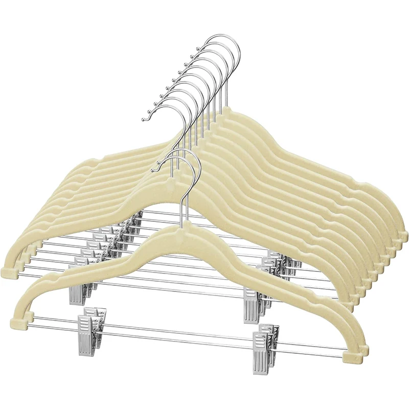 

Velvet Skirt Hangers 5Pack Velvet Hangers with Clips Ultra Thin Non Slip Velvet Pants Hangers Space Saving Clothes Hanger
