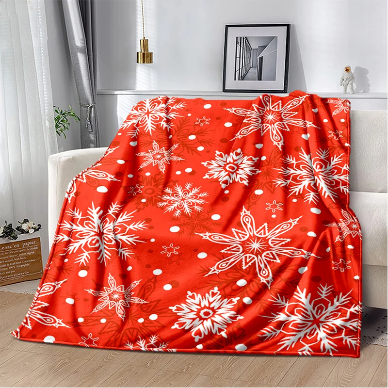 

Snowflake multicolor lightweight thermal insulation thin thin blanket Christmas blanket picnic blanket custom flannel blanket