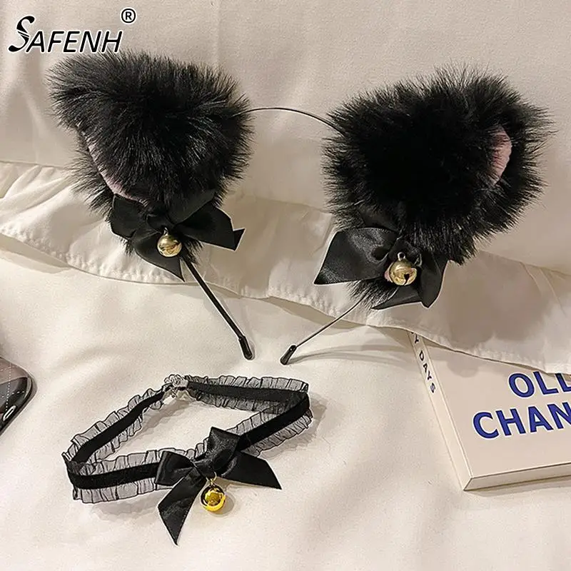 

Женская Кружевная повязка на голову с кошачьими ушками и бантом