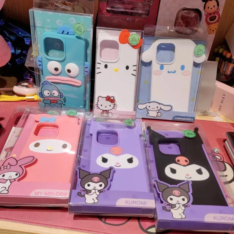 

Kawaii Sanrio Kuromi Hello Kitty for iPhone 14Promax Silicone Phone Case Cute Cartoon Hangyodon My Melody Anime Accessories Gift