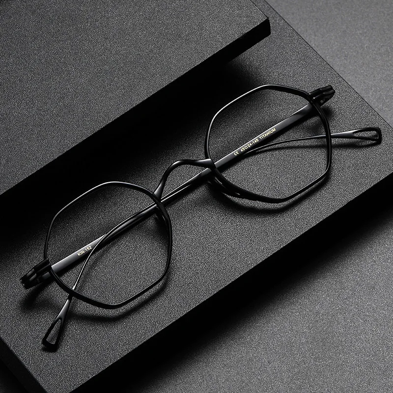 

2023 New Retro Polygon Pure Titanium Upscale Men Optical Glasses Frames Women Fashion Prescription Eyeglasses