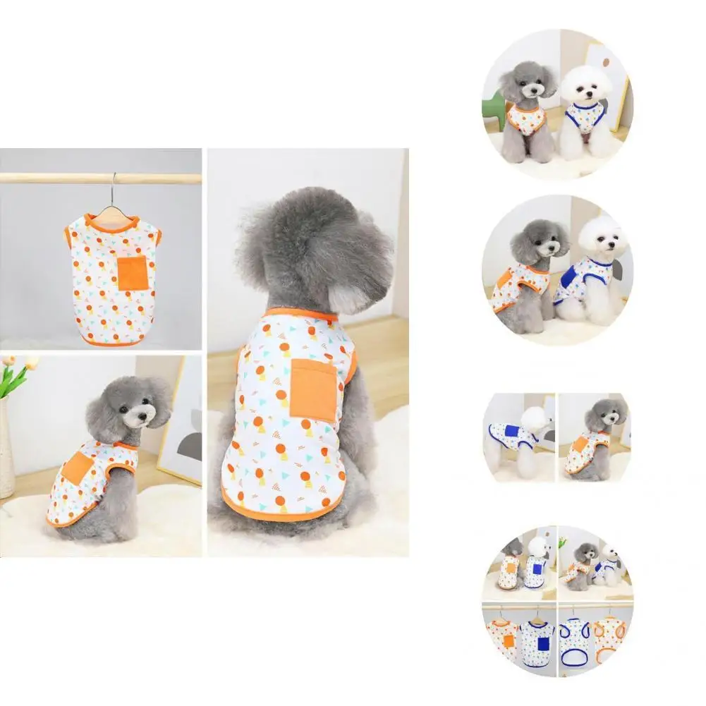 

High-quality Teddy Puppy Geometric Print Pocket Summer Vest Quick Dry Dog Vest Shirt Wear-resistant for Dressing