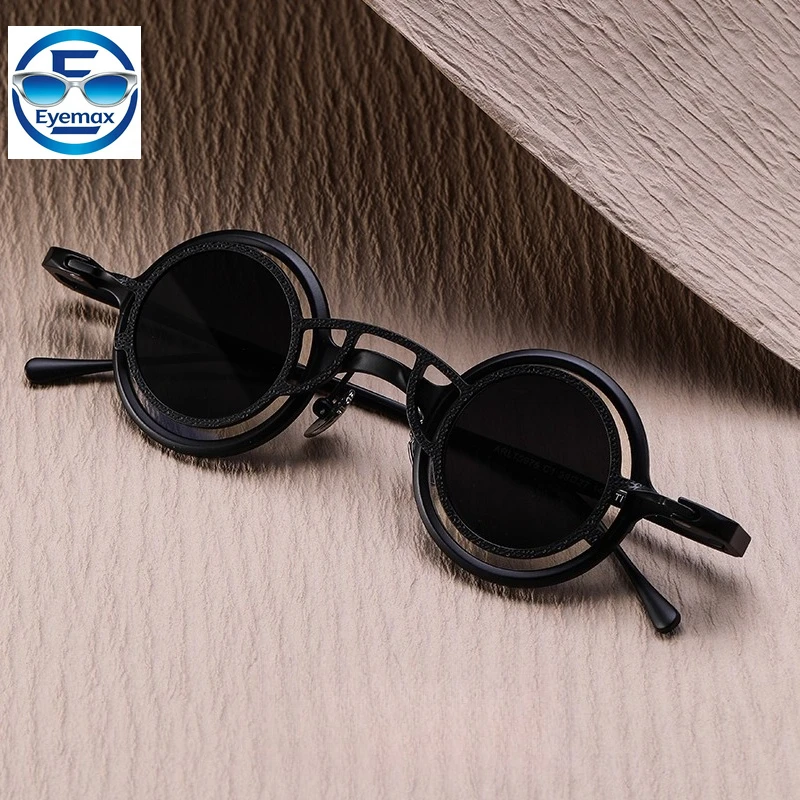 Фото Солнцезащитные очки 2026 Vintage Small Round из чистого титана для мужчин, высококачественные, с магнитным креплением для очков для близорукости, для активного отдыха, вождения, спорта, UV400 №4