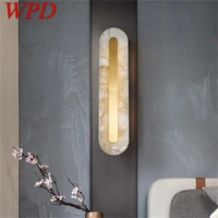 wpd nordic wall lamp postmodern luxurious brass fixtures rectangle design marble led living room bedroom lighting