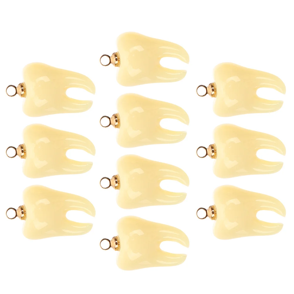 

10 Pcs Tooth Shape Pendant Funny Teeth Charms Dainty Bracelets Mini DIY Craft Resin Ornament Pendants Small Decorative