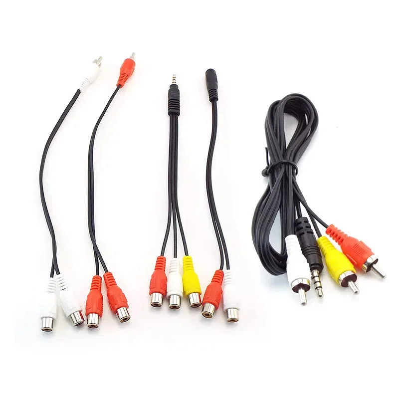

types 3.5mm male Jack Plug Stereo to 2RCA 3 RCA 3.5mm RCA male female connector Cable Headphone AUX Y Adapter cord Audio
