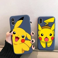 pokemon pikachu phone case for iphone 13 12 mini 11 pro xs max x xr 7 8 6 plus candy color blue soft silicone cover