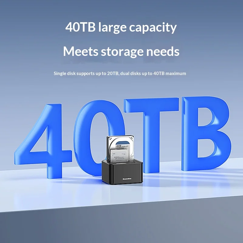 Док-станция Blueendless Dual Bay для жестких дисков 2.53.5 дюйма SATASAS HDDSSD, USB 3.2 5 Гбитс, внешний корпус для HDD до 40 ТБ (art.: 3920dbc620176) - 3920dbc620176