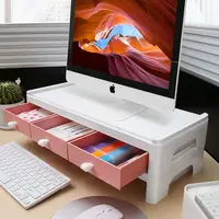 Monitor Stand With Drawer Table Desktop Computer Screen Riser Desk Organizer Stationery Books Storage Office Supplies