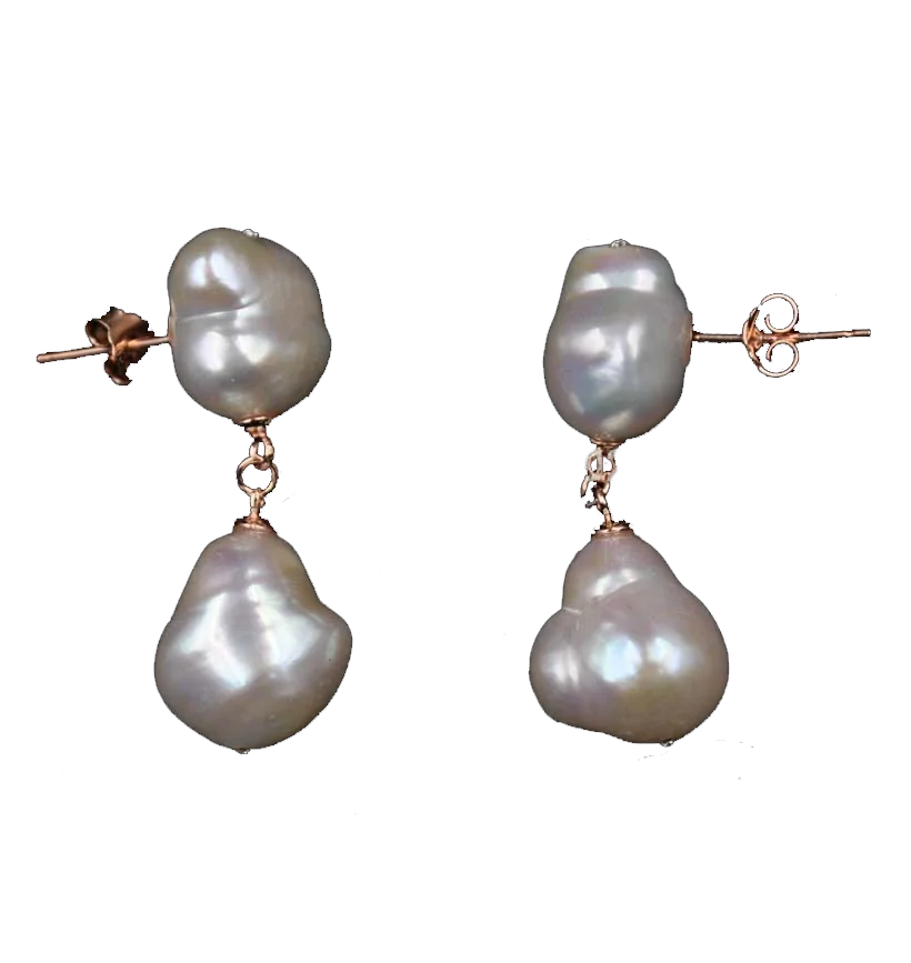 

11-12mm Baroque freshwater pearl earring rose golden
