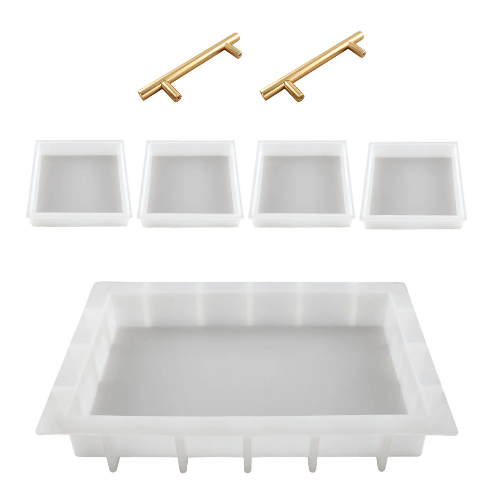 

Square Resin Coaster Mold Epoxy Resin Casting Molds For Homemade Coasters Jewellery Decor Square Cup Mats Trays With Handles