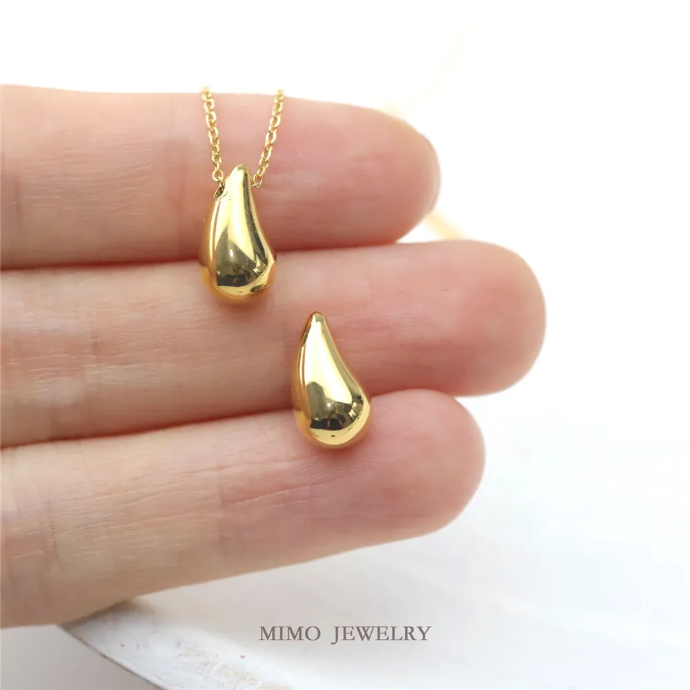 

Titanium steel gold plated titanium steel horizontal hole smooth exquisite water drop pendant necklace DIY accessories