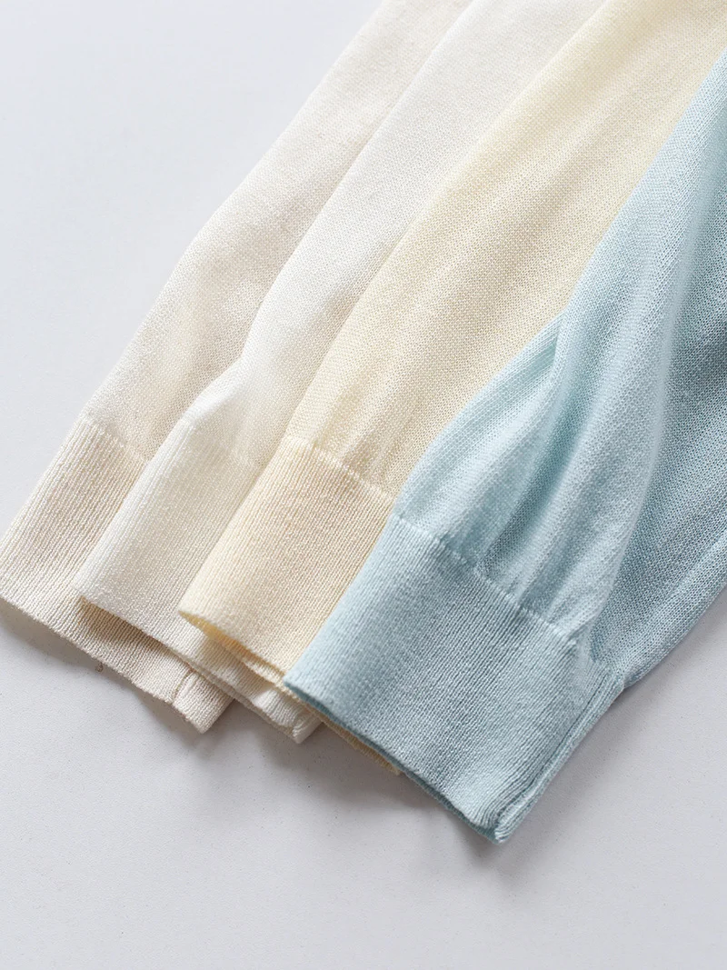 Внешняя торговля Летний Тонкий льняной вязаный женский кардиган с одним