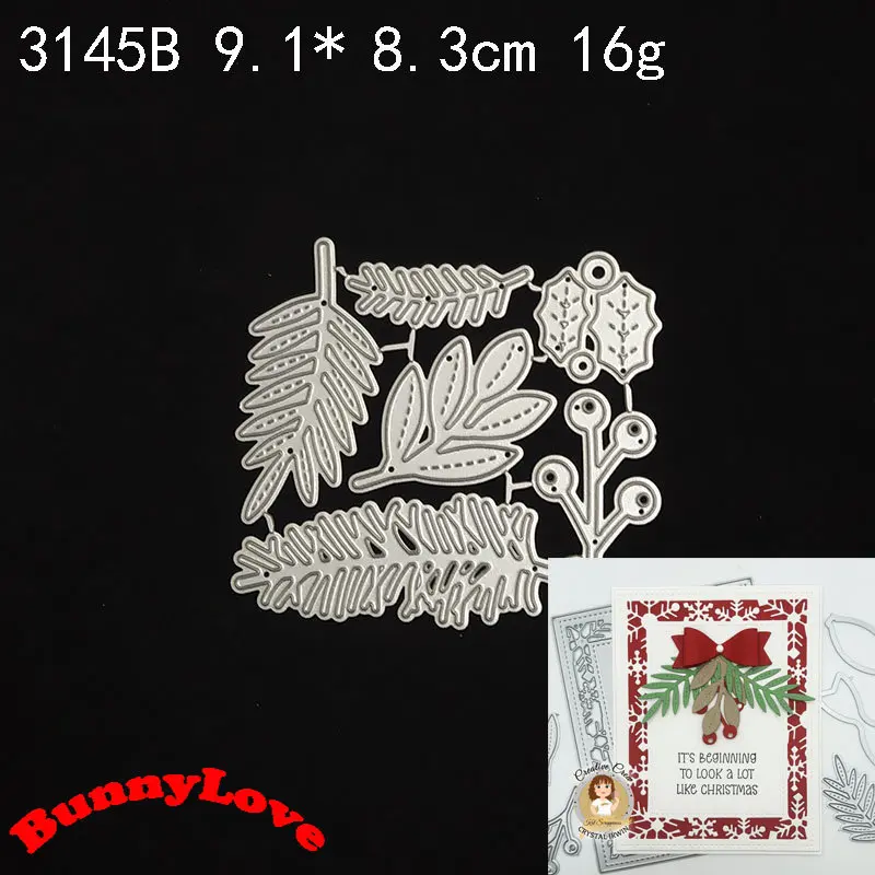 

Рождественские листва BunnyLove, металлические Вырубные штампы для рукоделия, скрапбукинг, альбом, декоративные поделки, тиснение