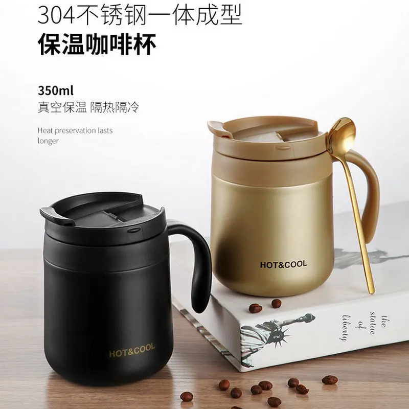 

Mug 304 Stainless steel with handle Office cup Men's and women's water cup Thermal insulation coffee cup