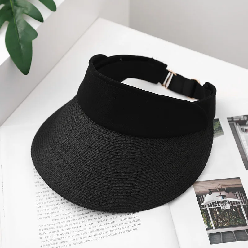 Summer Sun Protection Empty Top Hat Women's Fashion All-match Straw Hat Seaside Vacation Beach Sun Hat Trend