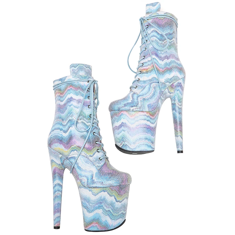 Leecabe 20CM/8Inch Genuine Leather  Women's Platform disco party High Heels Pole Dance boot