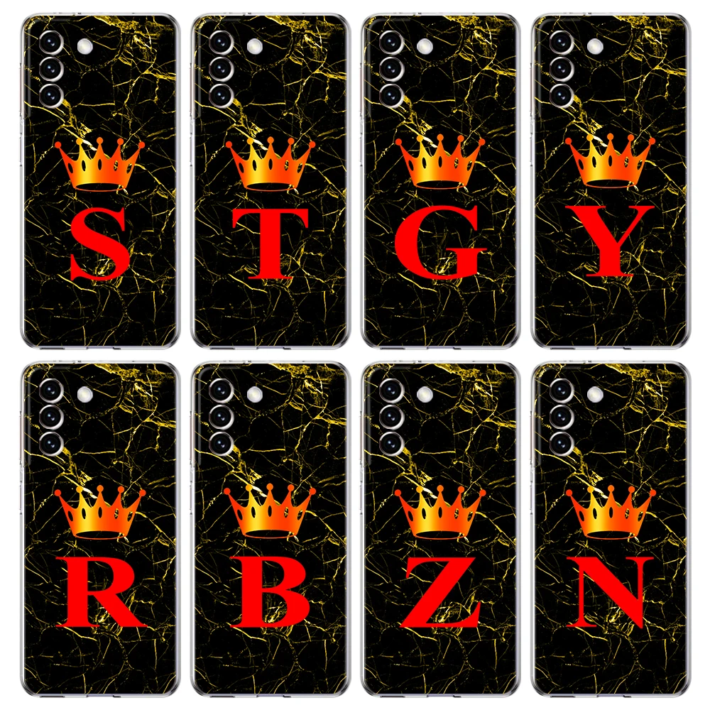 

Marble Letter Case for Samsung S23 S22 S21 S20 Ultra S20 FE S9 S8 M22 M32 M31 S10 S10E Note 20 Plus 5G Transparent Shell Capas