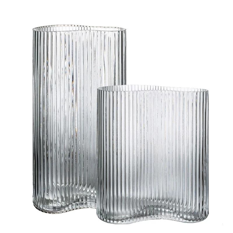 

Foot vase glass transparent water flowers tulip living room porch flower arrangement Nordic style