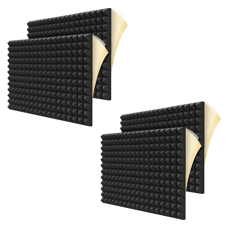 

BEAU-24Pcs звукоизоляционные пенопластовые панели, 2 дюйма X 12 дюймов X 12 дюймов в форме пирамиды акустические панели для стен, студии, дома и офиса