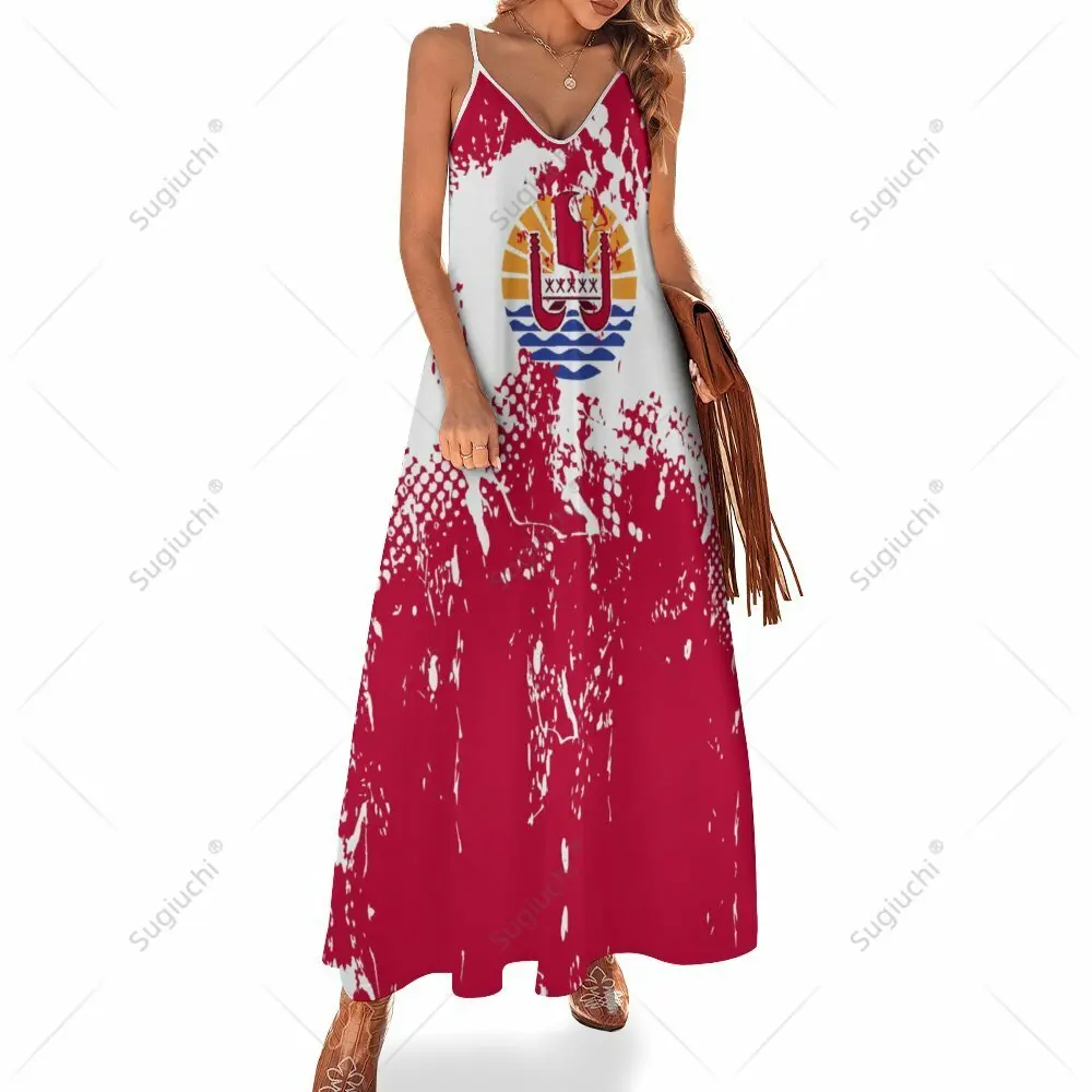 Платье женское длинное с принтом флага Таити повседневное свободное