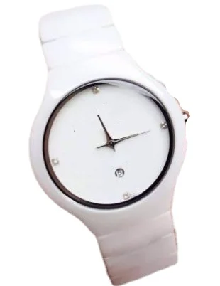 

mens Women black white ceramic watch lovers Round quartz Casual Wristwatch