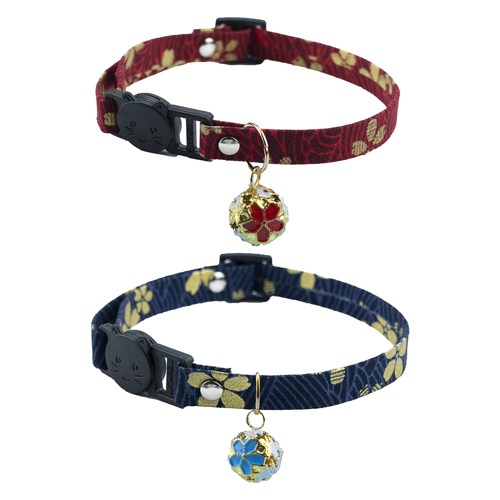 

2pcs Cat Collar Safety Accessories Decoration Pet Cute Stuff Dogs Solid Adjustable Fabric Breakaway Girl Boy With Bell