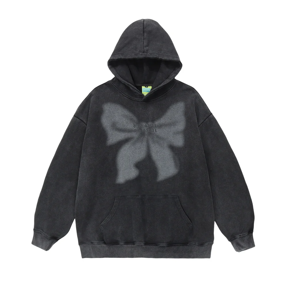 

2022 Men Hip Hop Sweatshirt Hoodie Bows Letter Print Streetwear Harajuku Hooded Pullover Loose Cotton Winter Autumn Black Hoodie