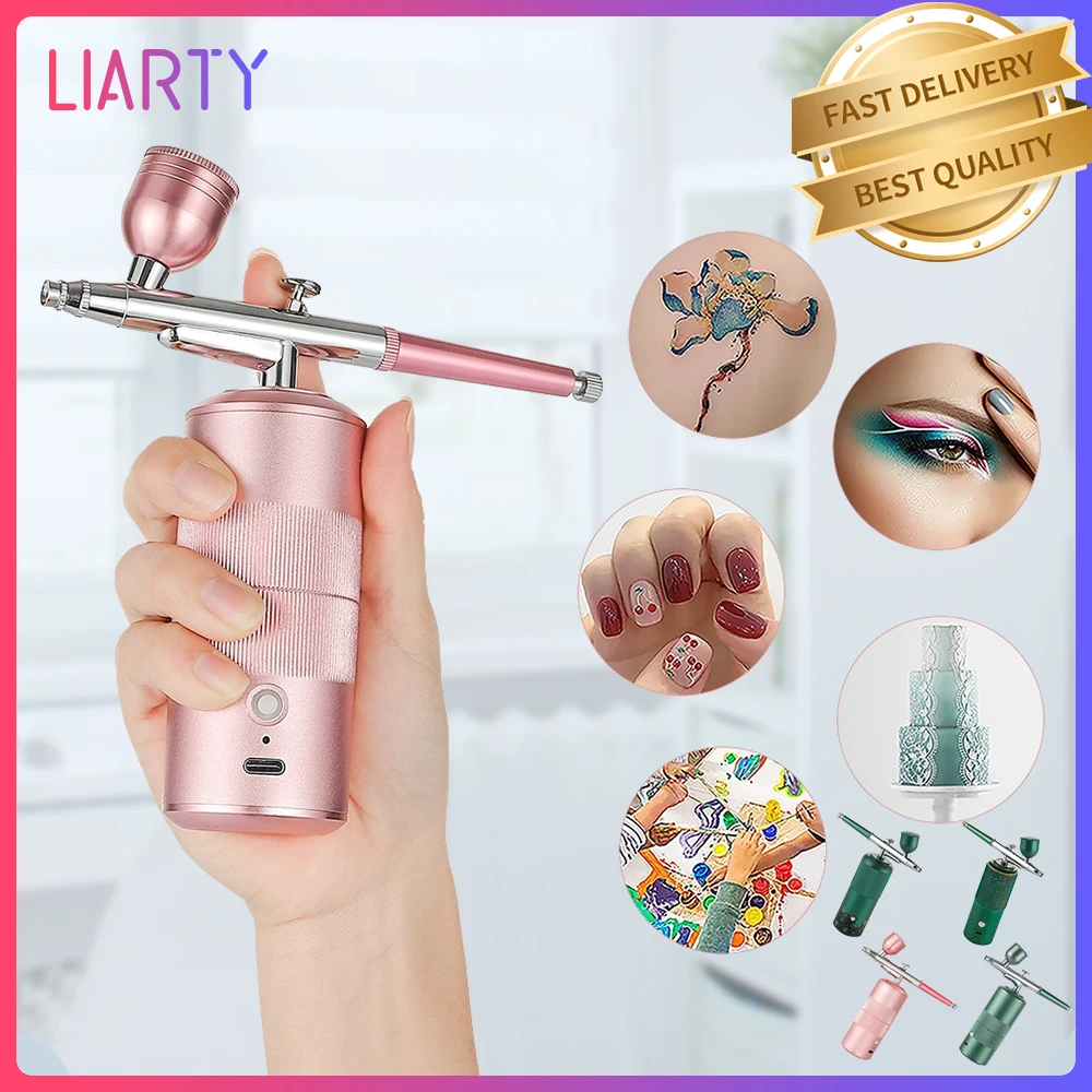 

Portable Oxygen Injector Mini Air Compressor Makeup Kit Sprayer for Cake Art Painting Manicure Nano Mist Face Skin Moisturizing