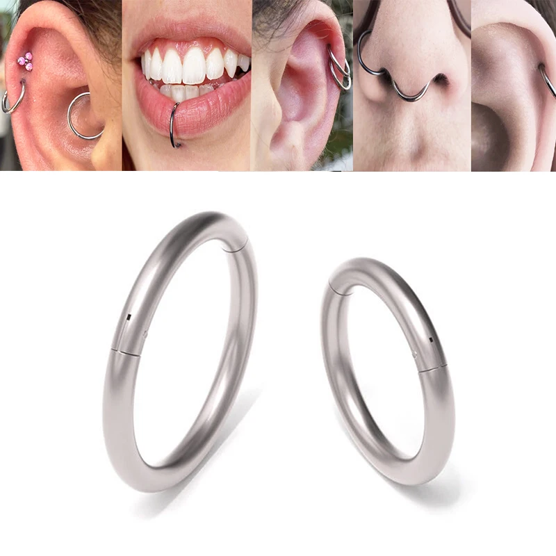 

1Pc Earrings Hinged Septum Segment Clicker Nose Rings Lip Ear Cartilage Helix Piercing Body Jewelry Surgical Steel Ring Hoop 16G