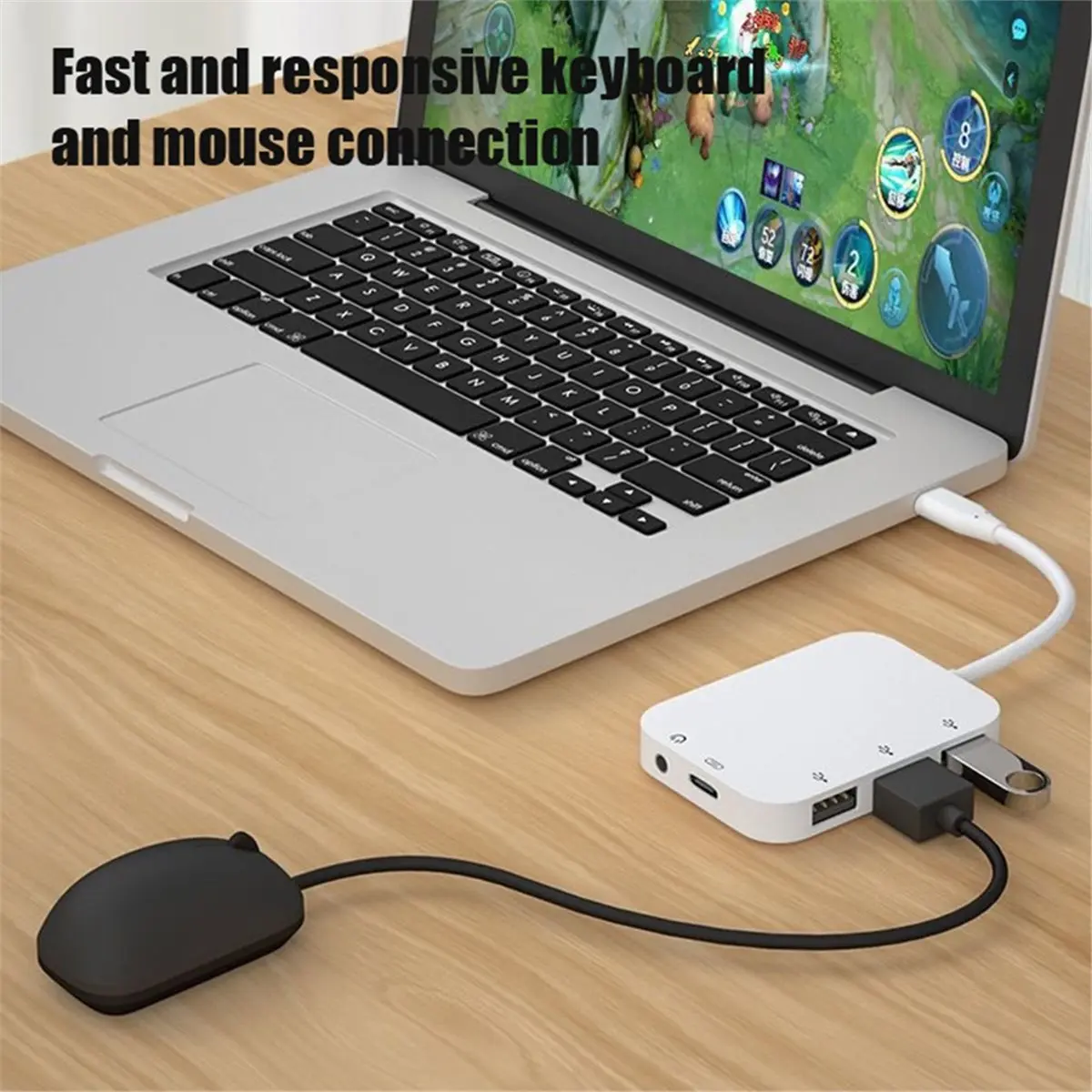 Фото Адаптер-хаб A93P Type-C с 3xUSB/разъемом 3.5 мм для аудио и портом зарядки PD для ноутбуков PixelBook. №5