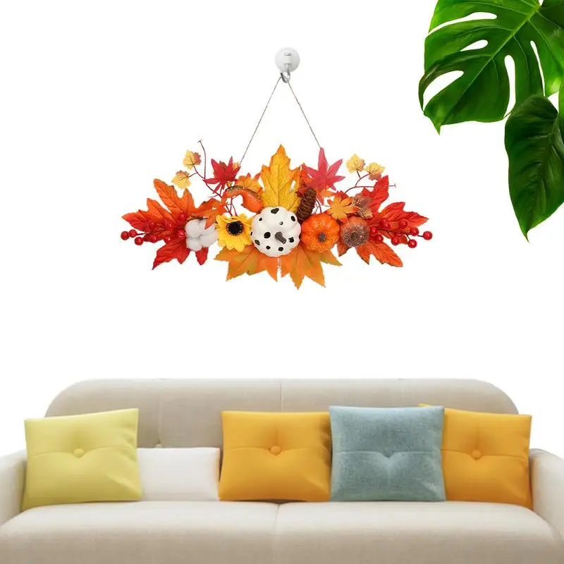 

Pumpkin Door Sign Autumn Front Door Wreath Pumpkin Maple Leaf Berry Sign Fall Theme Hanger For Front Door Thanksgiving Christmas
