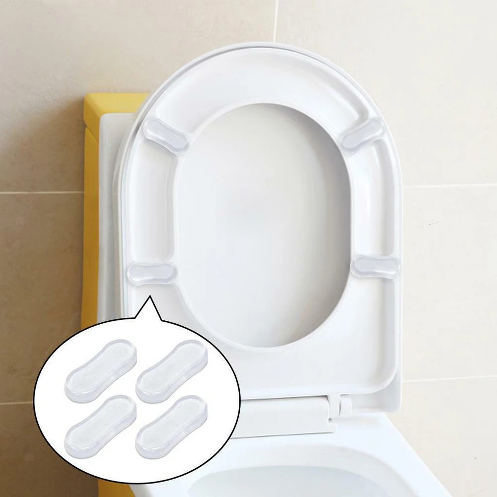 

4pcs Universal Toilet Seat Bumper Shockproof Toilet Seat Lid Pads Bathroom Replacement Parts Silicone Strong Adhesive Protective