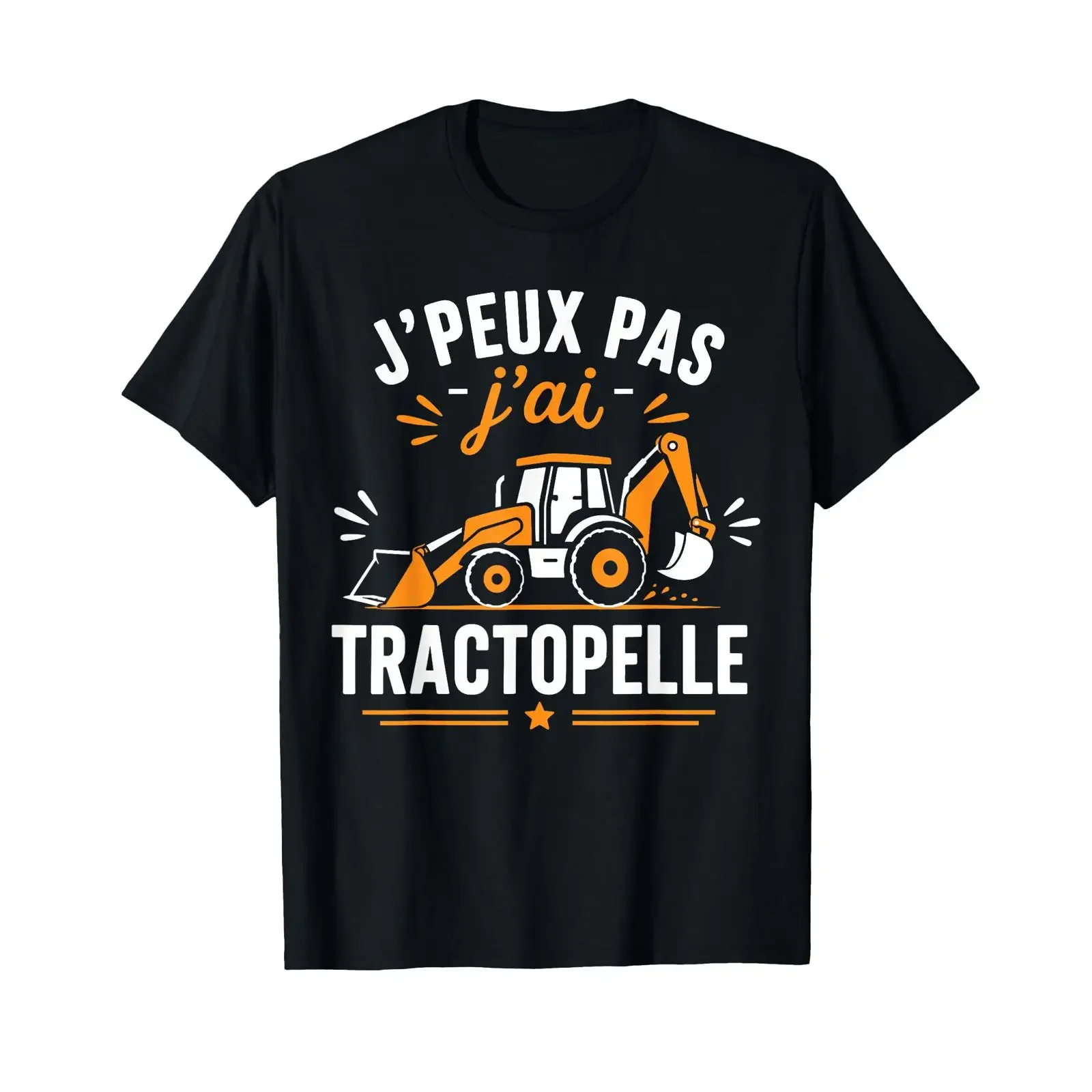 Фото Футболка Humour Chantier Engins BTP Je Peux Pas J AI Tractopelle, винтажная, с эффектом потертости, слегка дышащая, универсальная №1