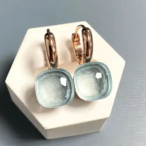 Women's earrings with crystals, 10.6 mm